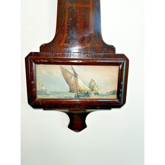 Antique Sessions  Mechanical Cape Cod Ship Scene  With Key  (Mahogany) - Picture 3 of 6